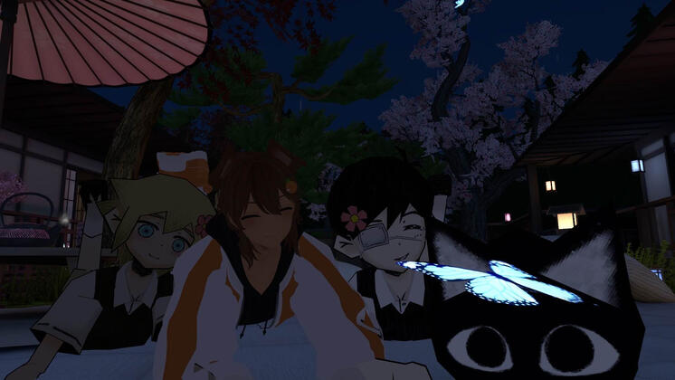 Basil - us, Kel - Mono, Sunny - Vince, Mewo - Sev